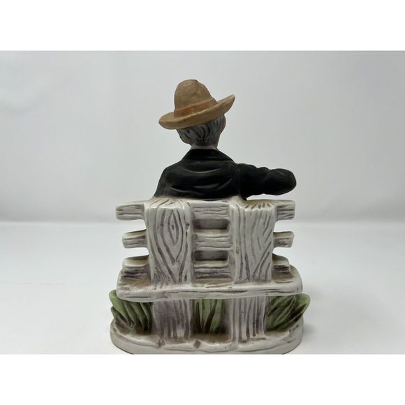 Vtg Norleans Japan  Man on Bench Playing Fiddle & His Dog 7 1/2" T x 6"L x 4"W - Picture 2 of 5